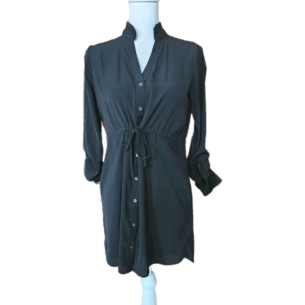 Abercrombie‎ & Fitch Women's Shirt Dress XS Black Drawstring Waist Casual Fall